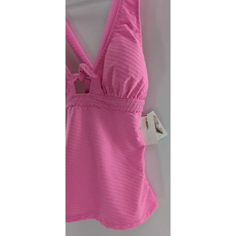 Jessica Simpson Pink Tankini Swim Top Size Large - Picture 6 of 8